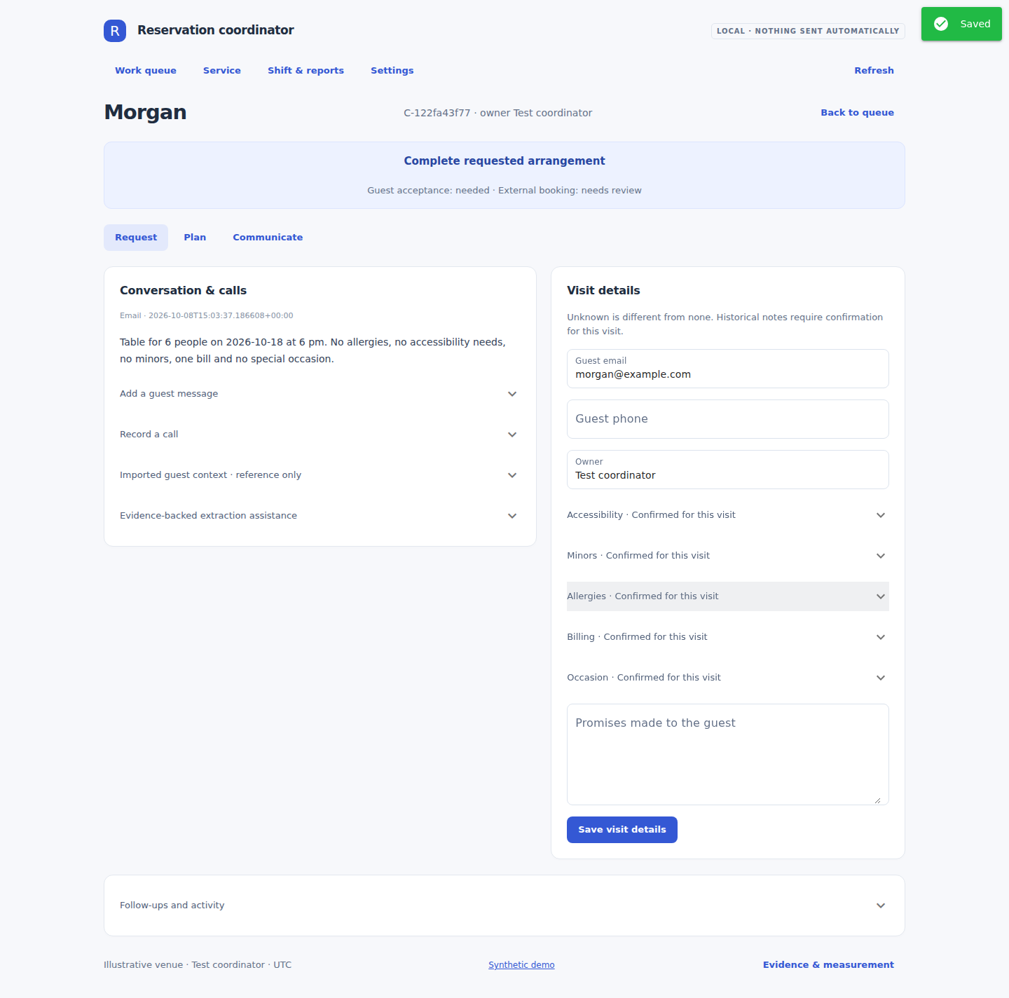 Application Request view, synthetic demonstration