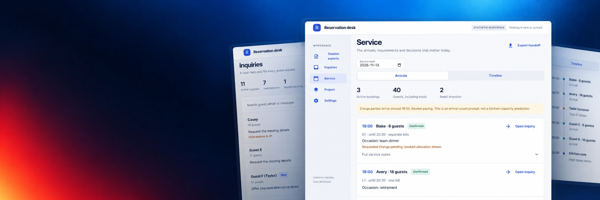 Reservation Workbench application hero composition.